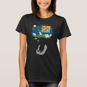 Cute Cat Sit On Sofa Wear Headphone Dreaming Retro T-Shirt