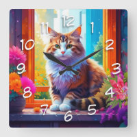 Cute Cat Sitting in City Window Ai Art