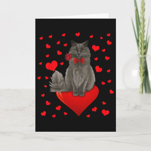 Cute Cat Sitting On Big Heart  Card