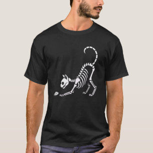 Cute Cat Skeleton Fish Halloween Mum Dad Kids T-Shirt