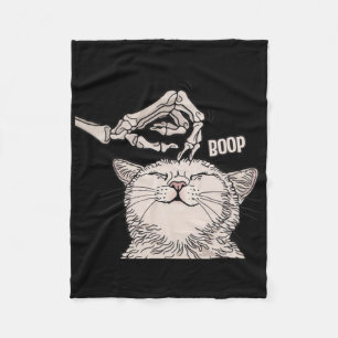Cute Cat Skeleton Hand Boop Halloween Pet Women Gi Fleece Blanket