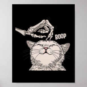 Cute Cat Skeleton Hand Boop Halloween Pet Women Gi Poster