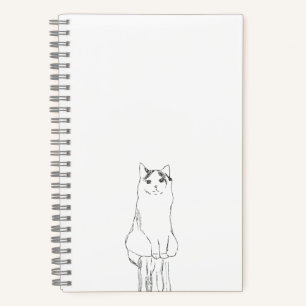 Cute Cat Sketch Modern Notebook