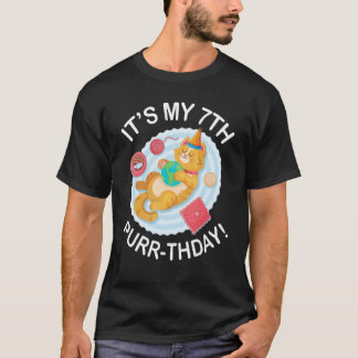 Cute Cat Sleep Toys Fish 7 Years Old It's My 7th P T-Shirt