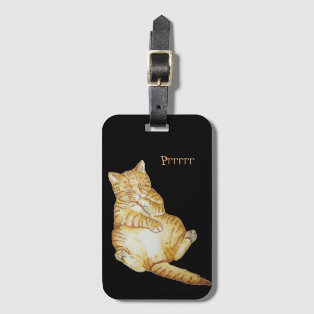 cute cat sleeping ginger kitten luggage tag (Front Vertical)