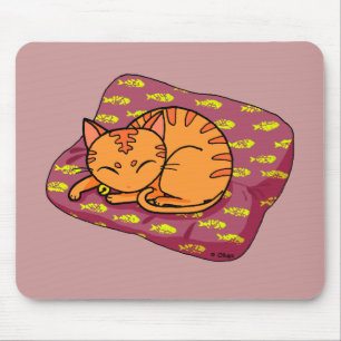 Cute cat sleeping mouse mat