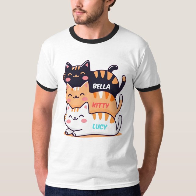 Cute Cat Sleeping on Each Other T-Shirt (Front)
