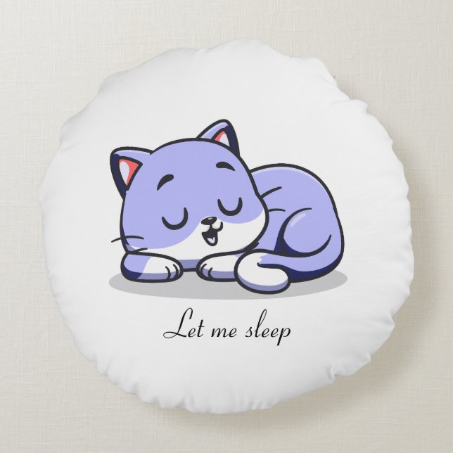 Cute Cat Sleeping Round Cushion (Back)