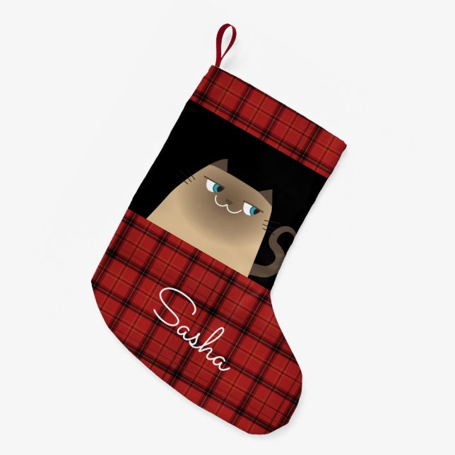 Cute Cat Small Christmas Stocking (Front (Hanging))