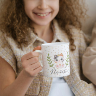 Cute Cat Soft Gender Neutral Dotted Child Baby Coffee Mug
