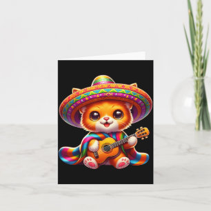 Cute Cat Sombrero Guitar Cinco de Mayo Mexican Card