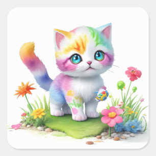 Cute cat square sticker