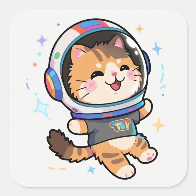 cute cat square sticker (Front)