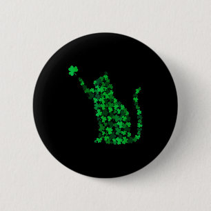 Cute cat st patricks day clover lucky cat mum 6 cm round badge