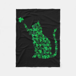 Cute Cat St Patricks Day Clover Lucky Cat Mum Fleece Blanket