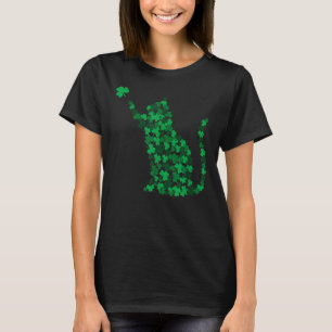 Cute Cat St Patricks Day Clover Lucky Cat Mum Sham T-Shirt