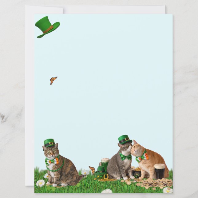 Cute Cat St Patrick's Day Stationery (Front)
