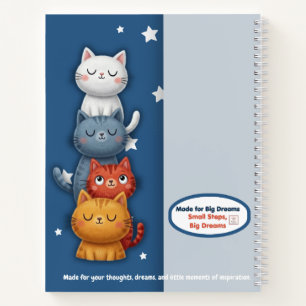 Cute Cat Stack Notebook Aesthetic Spiral Journal