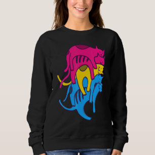 Cute Cat Stack Pansexual Pride Flag Animal Cat Sweatshirt