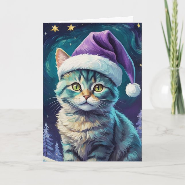 Cute Cat Starry Night Card - Customise (Front)