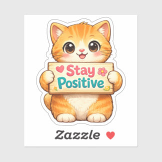 Cute Cat Stay Positive Vibes Illustration Vinyl 