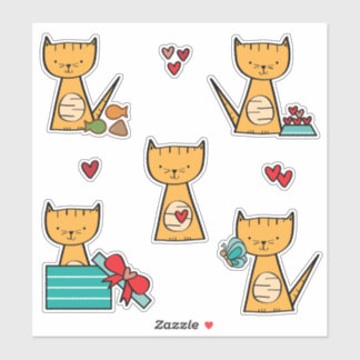 Cute Cat Sticker Sheet | Animal Pet Stickers