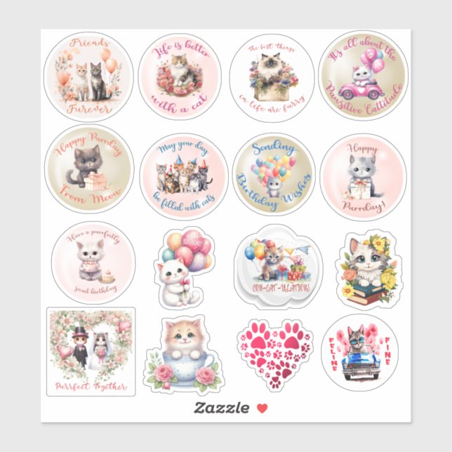 Cute Cat Stickers (Sheet)