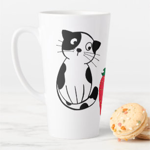 Cute Cat Strawberry Rat Design Latte Mug