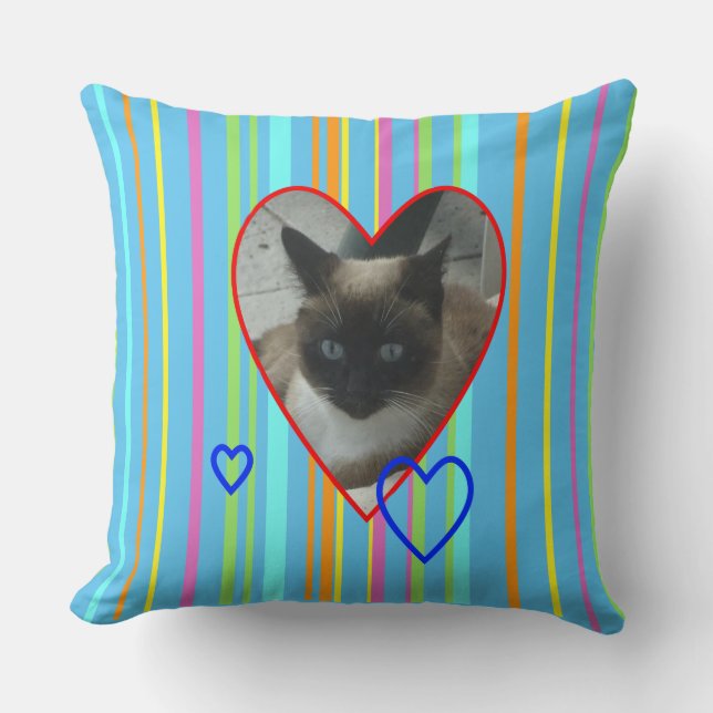 Cute Cat Stripes Pattern Throw Pillow (Front)