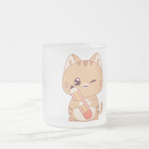cute cat student cat lovers design frosted glass coffee mug