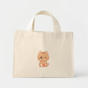 cute cat student   cat lovers design  mini tote bag