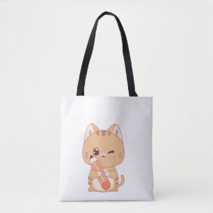 cute cat student cat lovers design tote bag