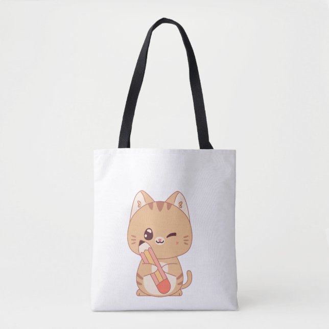 cute cat student | cat lovers design  tote bag (Front)