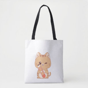 CUTE CAT STUDENT CATS LOVERS DESIGN  TOTE BAG