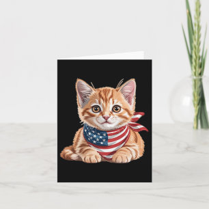 Cute Cat Summer Flag Us Memorial Day  Card