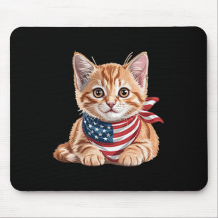 Cute Cat Summer Flag Us Memorial Day Mouse Mat