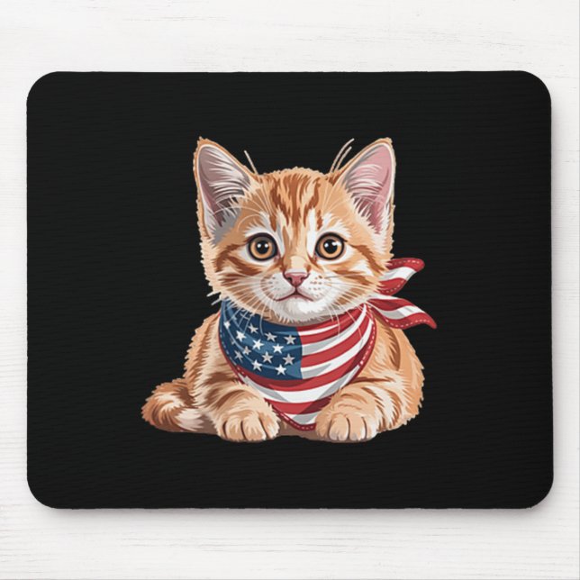 Cute Cat Summer Flag Us Memorial Day  Mouse Mat (Front)