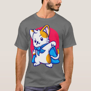 Cute Cat Supe Hero Cartoon T-Shirt
