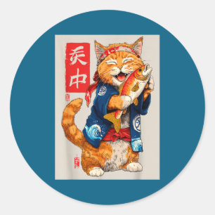 Cute Cat Sushi Japanese Food Anime Graphic Tees Me Classic Round Sticker