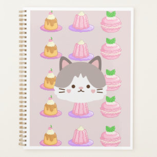 Cute Cat & Sweet Desserts Spiral Notebook - Kawaii Planner
