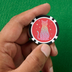  cute cat sweet rainbow hearts pastel gradient poker chips