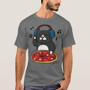 Cute Cat T-shirt, Funny Pizza Kitty, DJ Cat by Zan T-Shirt