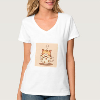 Cute cat tee coffee tea