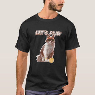 Cute Cat Tennis Player Cat Plays Tennis Vintage T-Shirt
