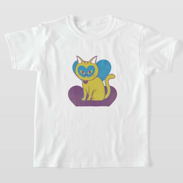 Cute Cat texture IN retro 90 designs T-Shirt (Laydown)