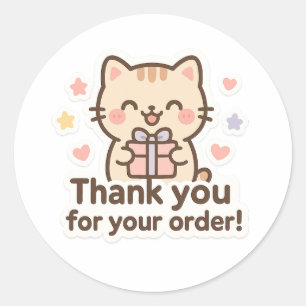 Cute Cat Thank You Sticker