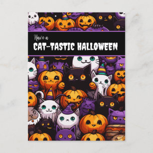 Cute Cat Themed Halloween Party  Postcard