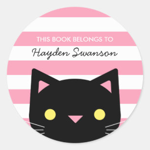 Cute Cat This Book Belongs To Classic Round Sticker