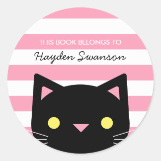 Cute Cat | This Book Belongs To Classic Round Sticker