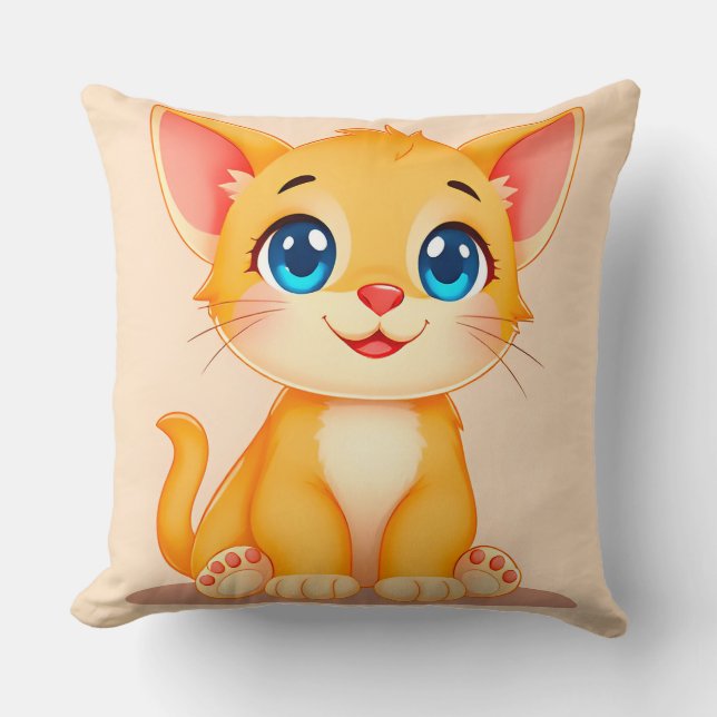 🐱 Cute Cat Throw Pillow Gift Cosy Pet Decor (Front)